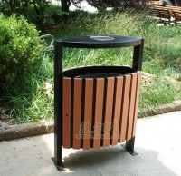 公园钢木果皮箱