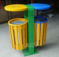 双桶钢木果皮箱