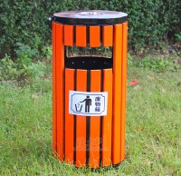 圆形钢木果皮箱