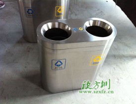 成都洋洋百货订购欣方圳商场不锈钢分类果皮箱