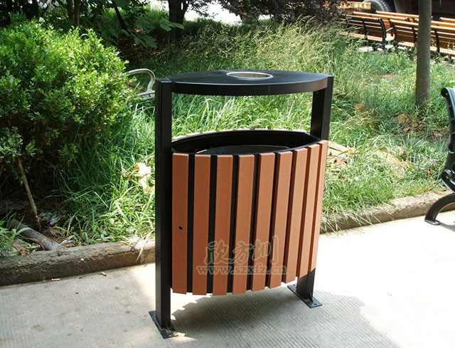 公园钢木果皮箱