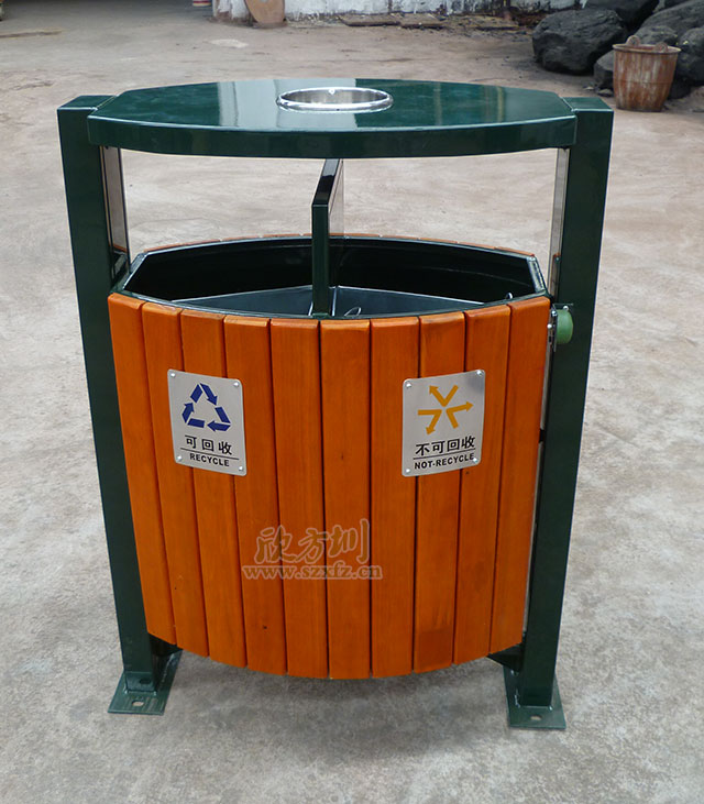 小区钢木果皮箱